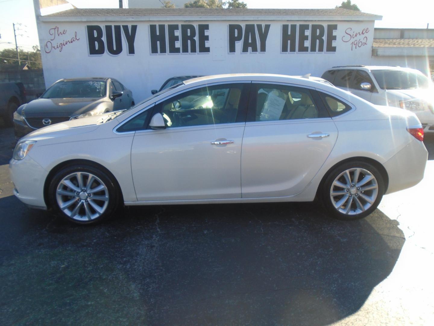 2012 White /Tan Buick Verano Convenience (1G4PR5SK6C4) with an 2.4L L4 DOHC 16V FFV engine, 6-Speed Automatic transmission, located at 6112 N Florida Avenue, Tampa, FL, 33604, (888) 521-5131, 27.954929, -82.459534 - Photo#0